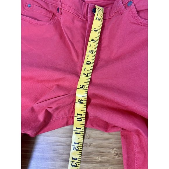 Calvin Klein Jeans Womens Size 14 Skinny Crop Red Orange Stretch Denim Mid Rise - Picture 4 of 6